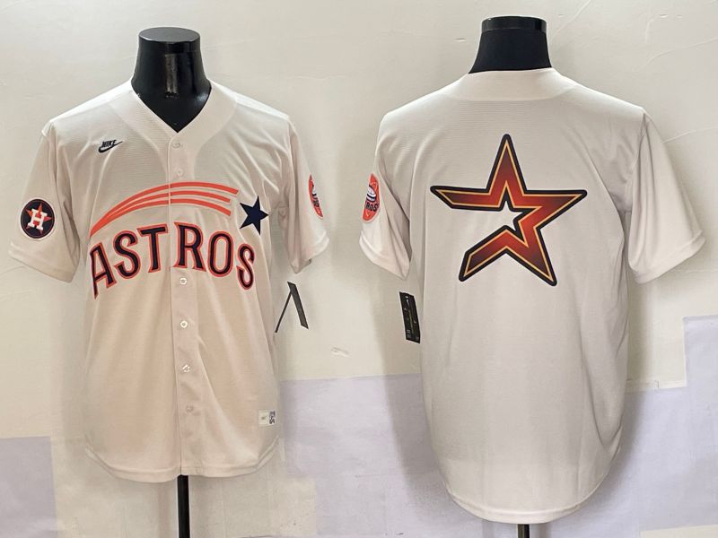 Men Houston Astros Blank Cream Five generations Joint Name 2025 Nike MLB Jersey style 13